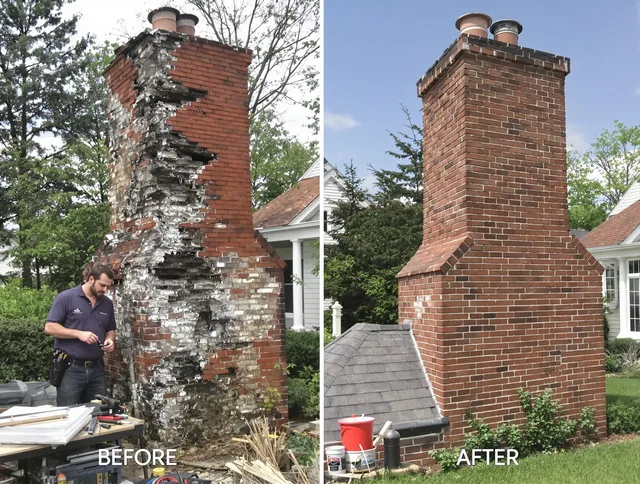 Southbury Chimney Sweep performing a full chimney restoration in Southbury, CT