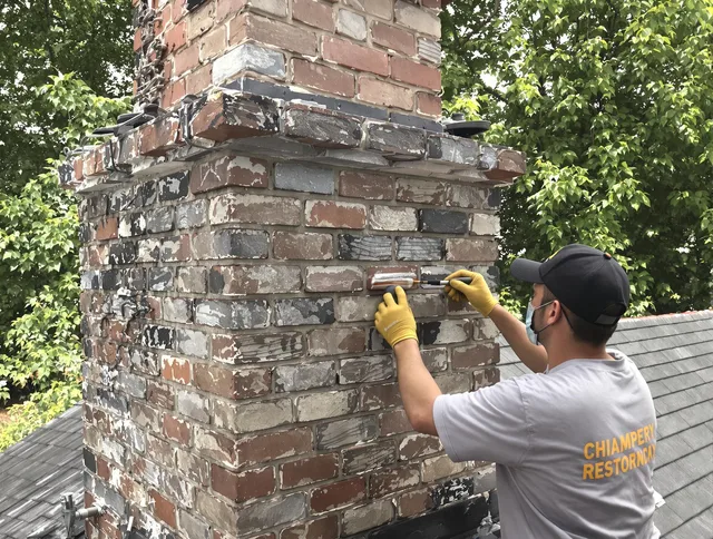 In-progress chimney restoration by Southbury Chimney Sweep in Southbury, CT