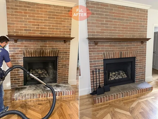 Southbury Chimney Sweep carefully sanitizing a fireplace in Southbury, CT